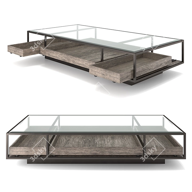 Bronze Accent Glass Coffee Table 3D model image 1