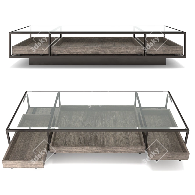 Bronze Accent Glass Coffee Table 3D model image 3