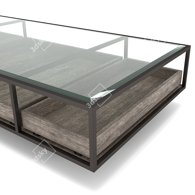 Bronze Accent Glass Coffee Table 3D model image 5