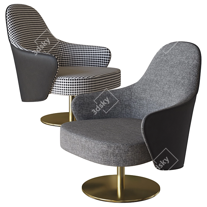 Reflex Ludwig Swivel Armchair 3D 3D model image 2