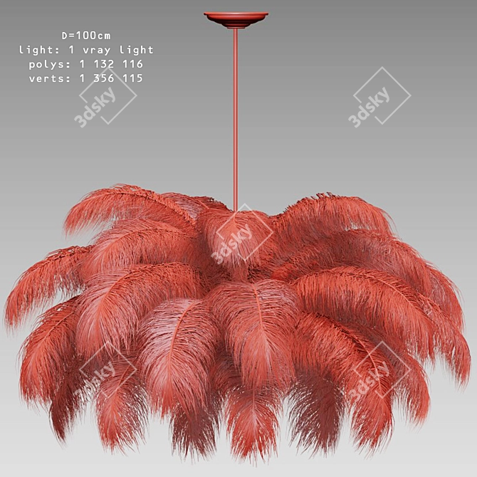 Elegant Ostrich Feather Chandelier 3D model image 4