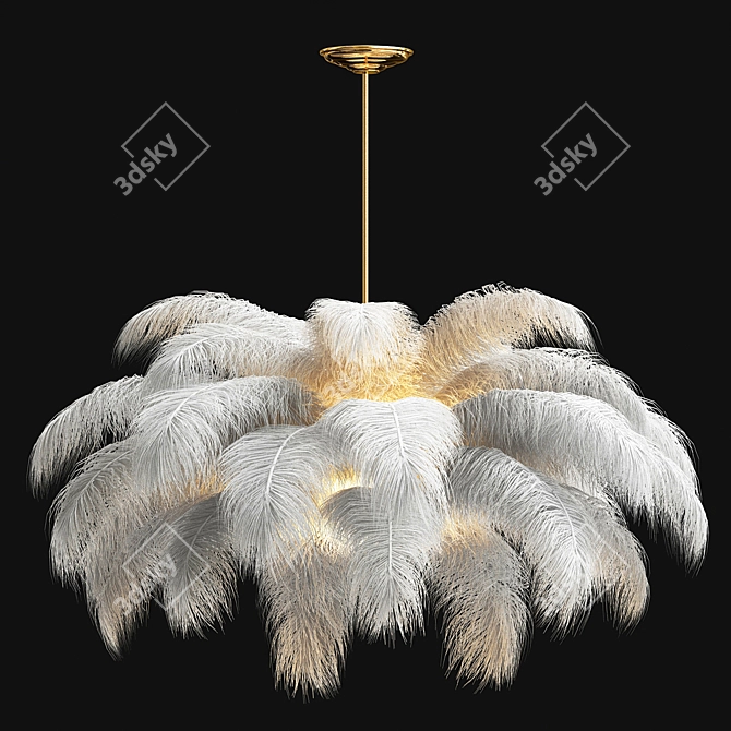 Elegant Ostrich Feather Chandelier 3D model image 5