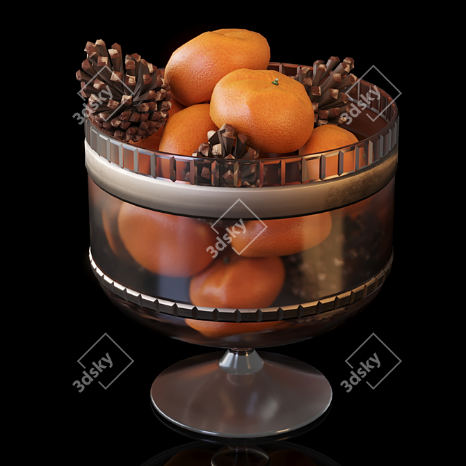 Tangerines and cones in vase 3D model image 3