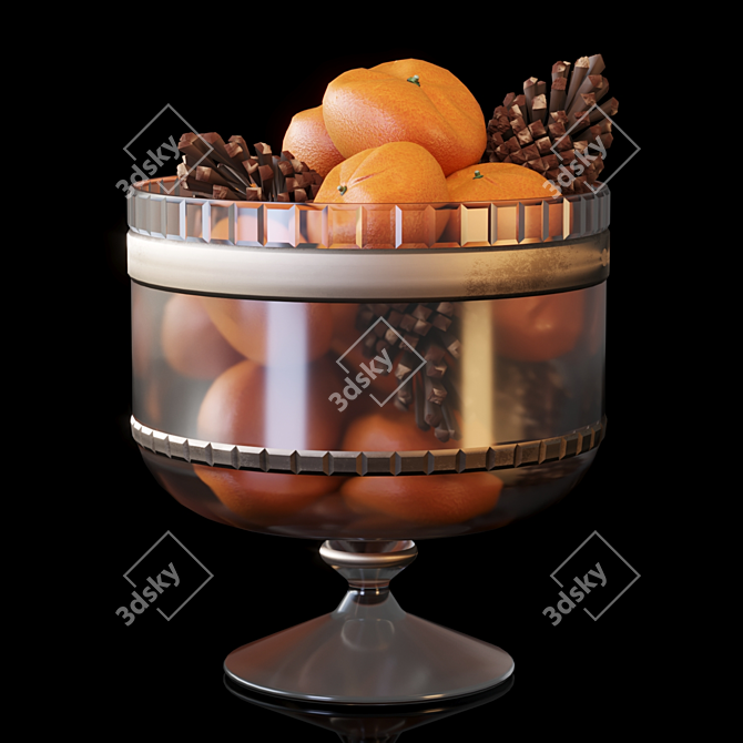 Tangerines and cones in vase 3D model image 4