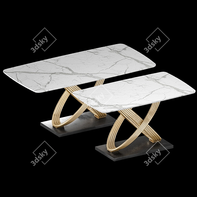 Designer Marble Table Lalume 3D model image 2