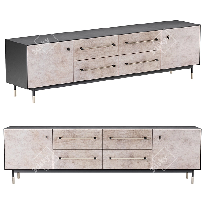 Luxury Bronze Credenza: 3D Model 3D model image 1