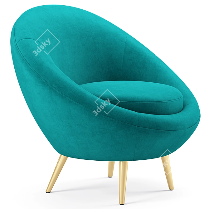 Modern Performance Velvet Accent Chair 3D model image 2