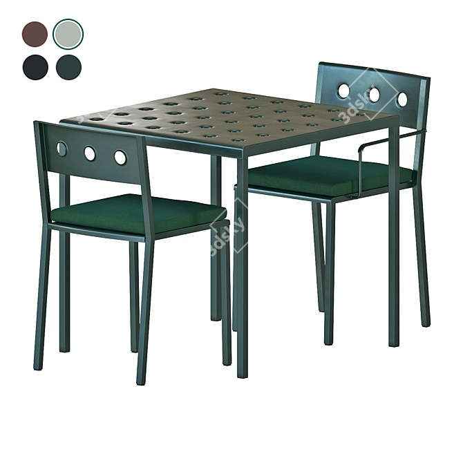 Modern Balcony Dining Set 3D model image 1