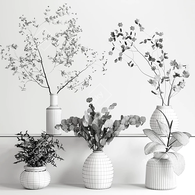 Botanical Glass Vase Collection 3D model image 5
