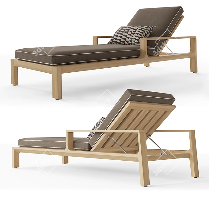 Restoration Hardware Teak Chaise Lounger 3D model image 1