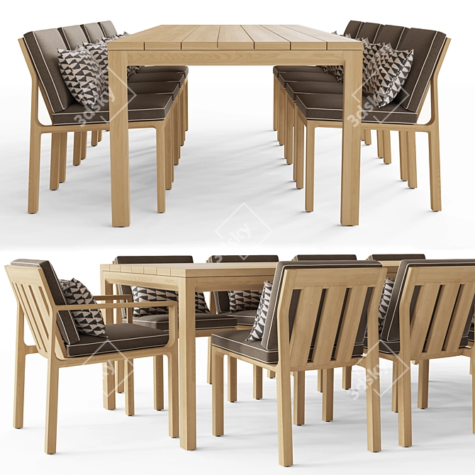 RHODES Teak Dining Table 108 3D model image 2