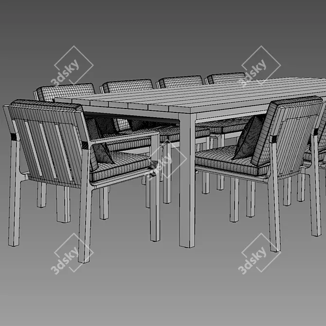 RHODES Teak Dining Table 108 3D model image 3