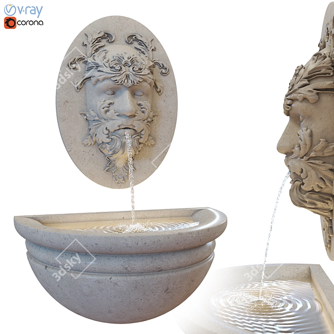 Spline Geometry Wall Fountain Figurine 3D model image 1