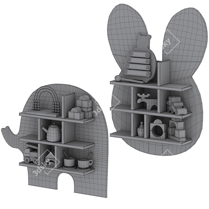 Jabadabado Bunny & Elephant Shelves 3D model image 7