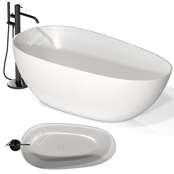 Abber AB9211 Freestanding Acrylic Bathtub 3D model image 1