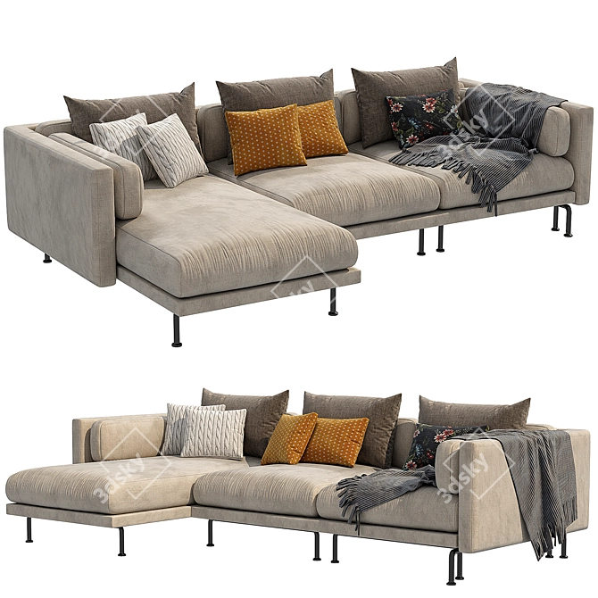 Elegant Moroso Chaise Longue Sofa 3D model image 3