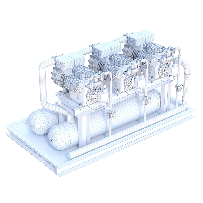 Industrial Refrigeration Unit Compressor 3D model image 2