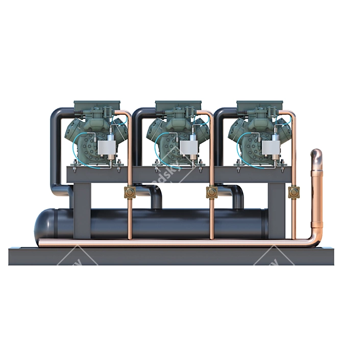 Industrial Refrigeration Unit Compressor 3D model image 3