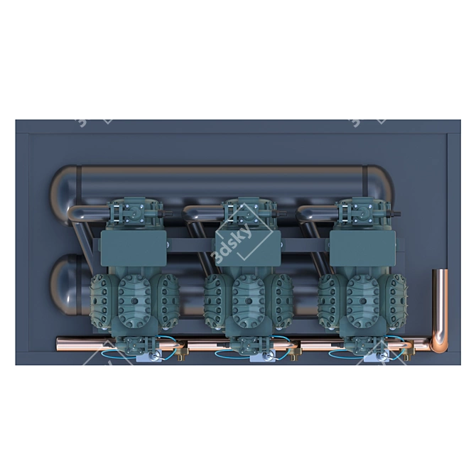 Industrial Refrigeration Unit Compressor 3D model image 5