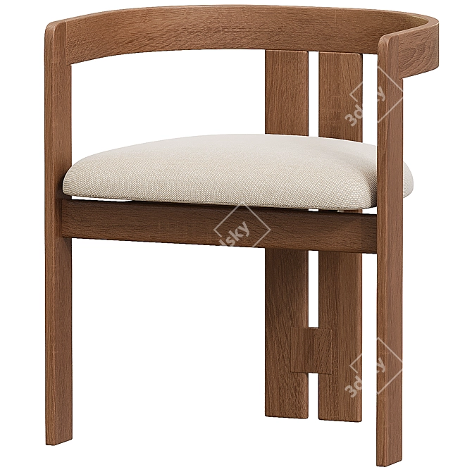 Modern Wooden Chair with Cushion 3D model image 1