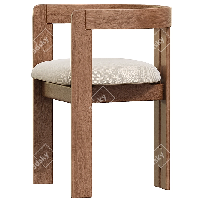 Modern Wooden Chair with Cushion 3D model image 2