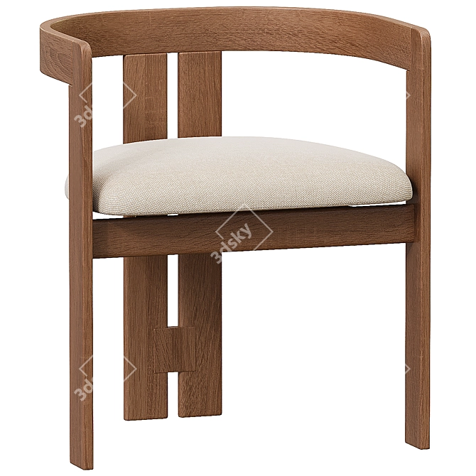 Modern Wooden Chair with Cushion 3D model image 3