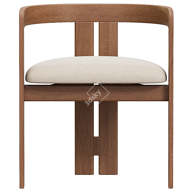 Modern Wooden Chair with Cushion 3D model image 4