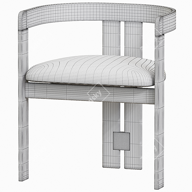 Modern Wooden Chair with Cushion 3D model image 5