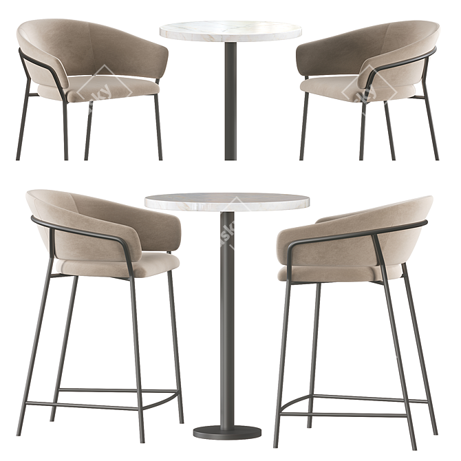 Sleek Jazz Bar Table_Decorative Design 3D model image 1