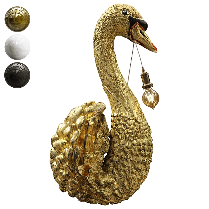 Elegant Swan Sculpture Wall Light 3D model image 2