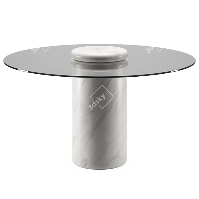 Modern Round Dining Table 1300mm 3D model image 2