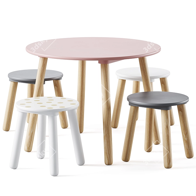 Kids Table and Chairs Set by Jabadabado 3D model image 1