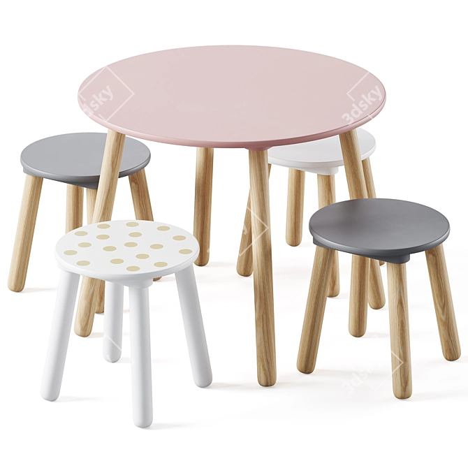 Kids Table and Chairs Set by Jabadabado 3D model image 4