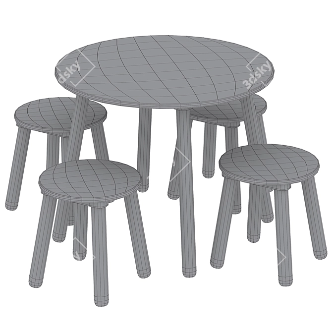 Kids Table and Chairs Set by Jabadabado 3D model image 5