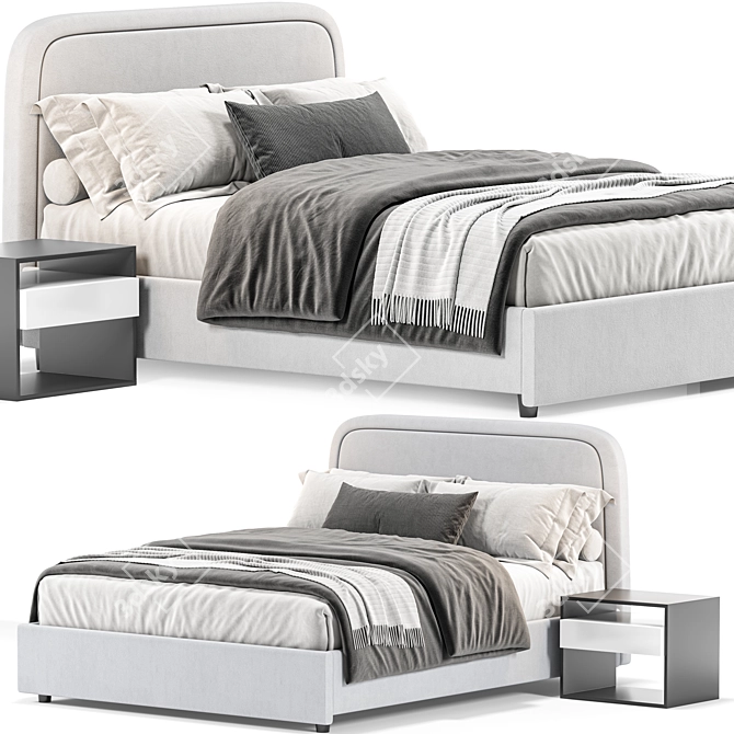 West Elm Queen Bed 3D 3D model image 1