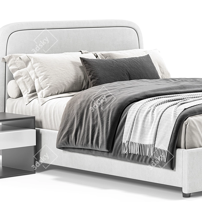 West Elm Queen Bed 3D 3D model image 2