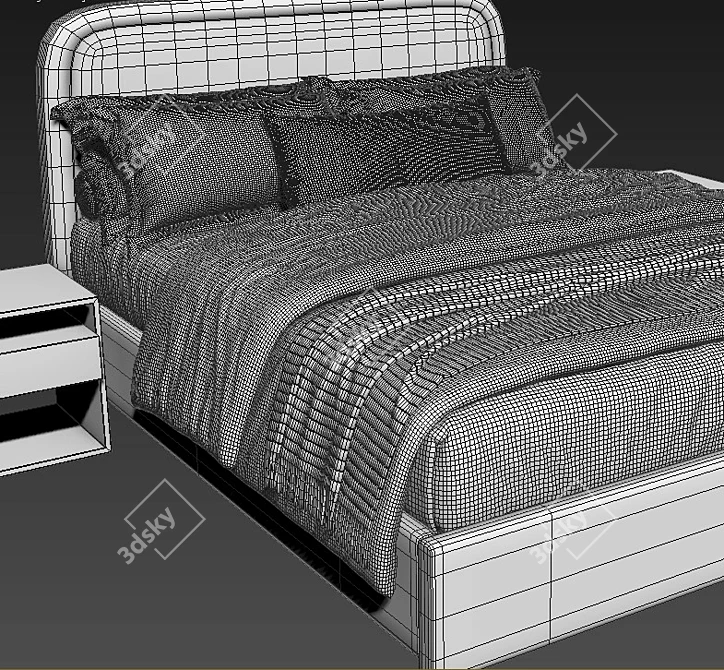 West Elm Queen Bed 3D 3D model image 3