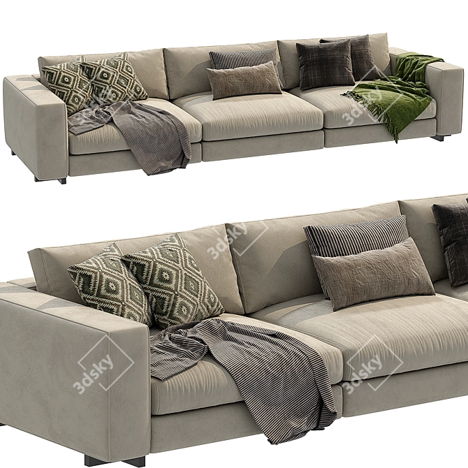Sleek Turner 3-Seater Sofa 3D model image 2