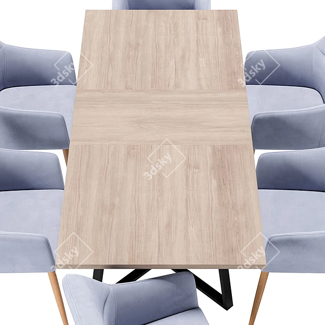 Modern Dining Chair Table Set 3D model image 2