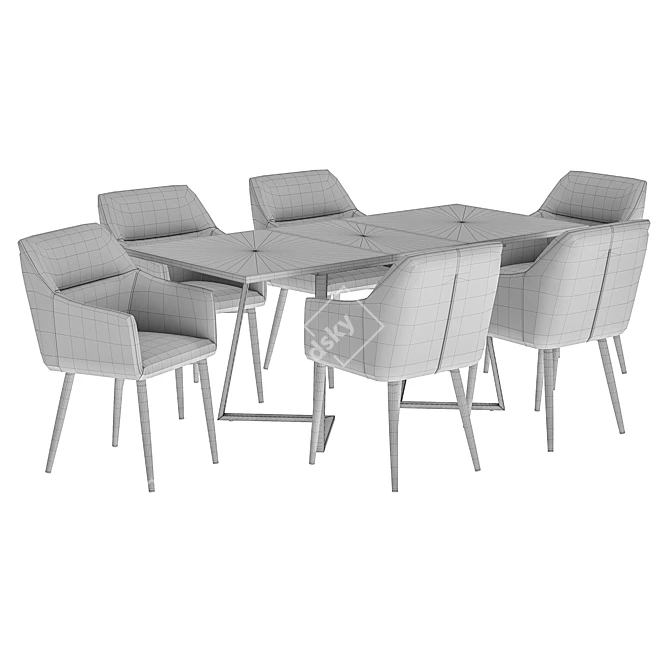 Modern Dining Chair Table Set 3D model image 5