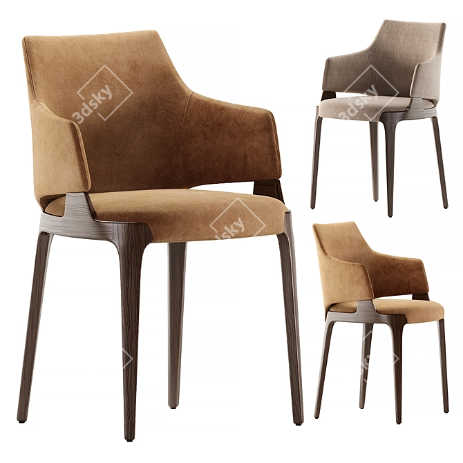 Minimalist Velis Dining Chair 3D model image 3
