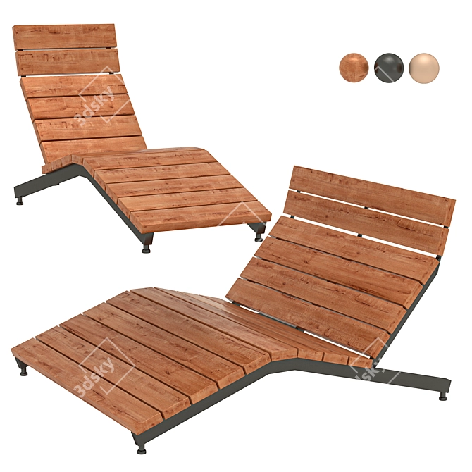 Park Lounger "River" Outdoor 3D model image 1