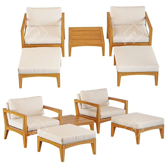 Zenhit Teak Lounge Set 3D model image 3