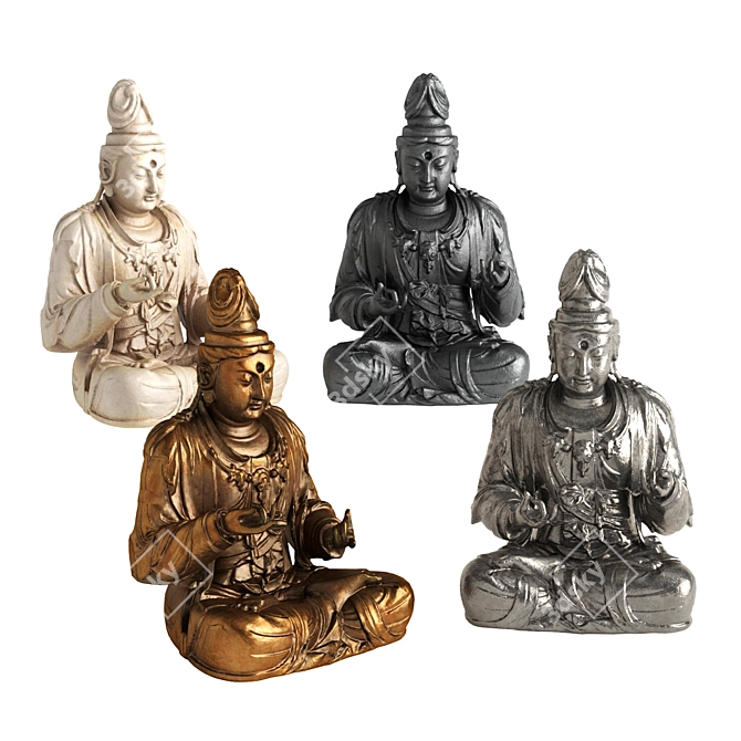 Buddha Metal Plaster Sculpture 3D model image 6