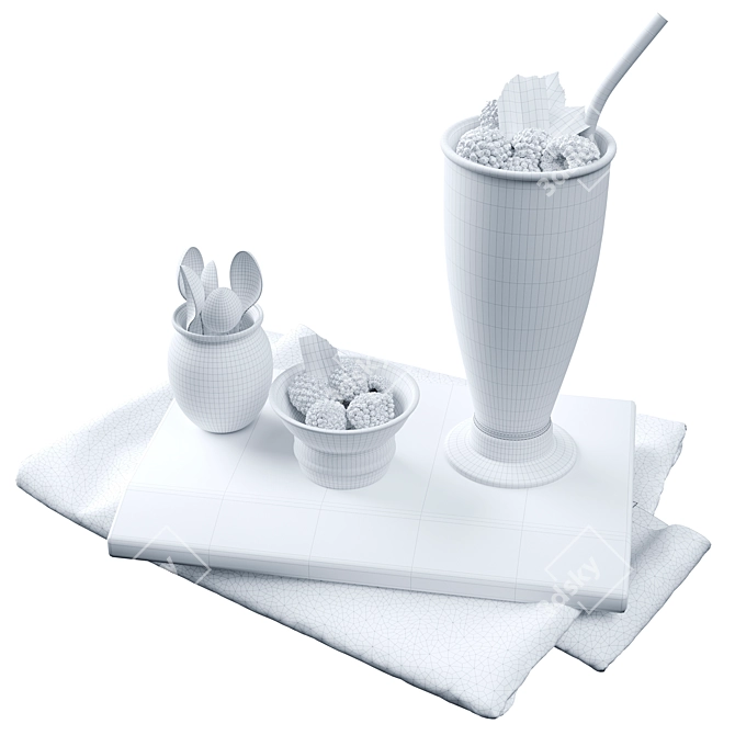 Yogurt Blackberry Kitchen Set 3D model image 4