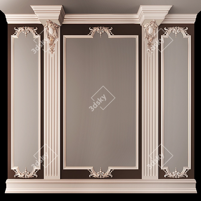 Baroque Wall Decor 3D Model 3D model image 1