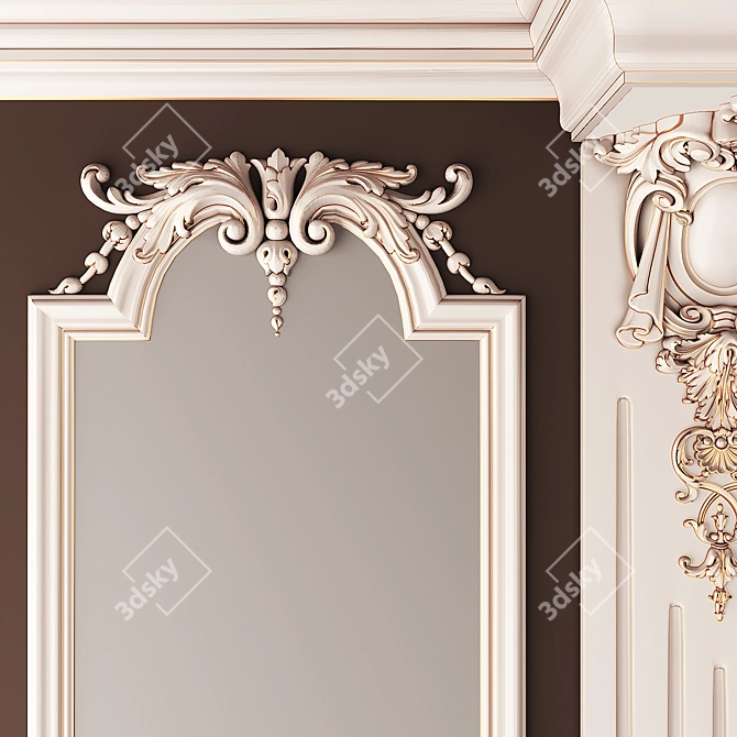 Baroque Wall Decor 3D Model 3D model image 2