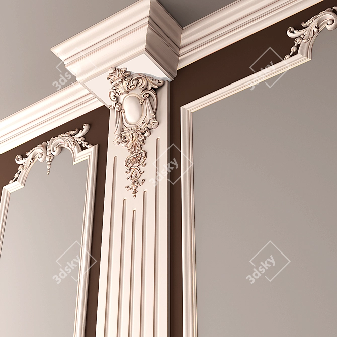 Baroque Wall Decor 3D Model 3D model image 3