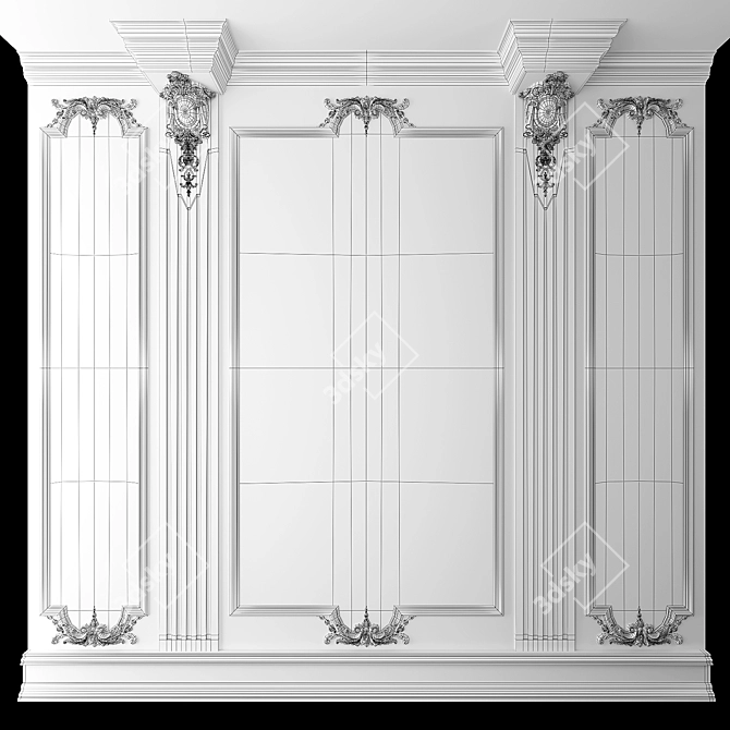 Baroque Wall Decor 3D Model 3D model image 4