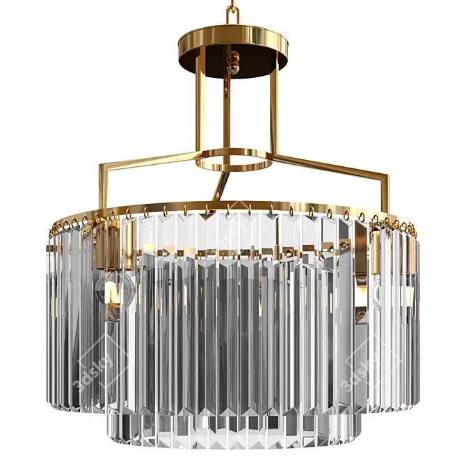 Crystal Copper LED Chandelier, 50cm 3D model image 1